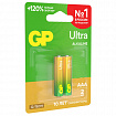 Батарейки КОМПЛЕКТ 2 шт., GP Ultra G-Tech, AAA (LR03, 24А), алкалиновые, мизинчиковые, 24AUA21-2CRSBC2