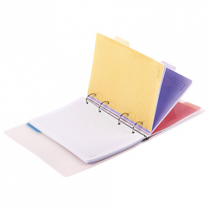 Тетрадь на кольцах А5 175х220мм, 120л, пластик, с резинкой и разделителями, BRAUBERG, Розовый, 404634