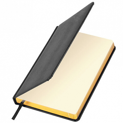 Ежедневник недатированный А5 138х213 мм BRAUBERG "Iguana" под кожу, 160 л., черный, 125089