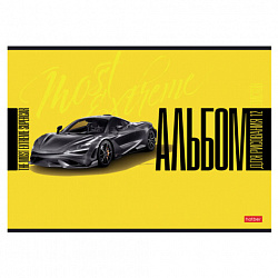 Альбом для рисования А4 12 л., скоба, обложка картон, HATBER, 205х290 мм, "Спортивные авто", 079709, 12А4В