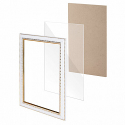 Рамка 21х30 см небьющаяся, пластик, багет 30 мм, BRAUBERG "HIT4", белая с двойной позолотой, 390992