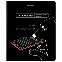 Тетрадь предметная МЕМЫ 48 л., TWIN-лак, ЛИТЕРАТУРА, линия, подсказки, BRAUBERG, 405104