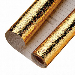 Самоклеящаяся пленка, алюминиевая фольга защитная для кухни/дома, 0,6х3 м, золото, узор, DASWERK (ДАСВЕРК), 607847