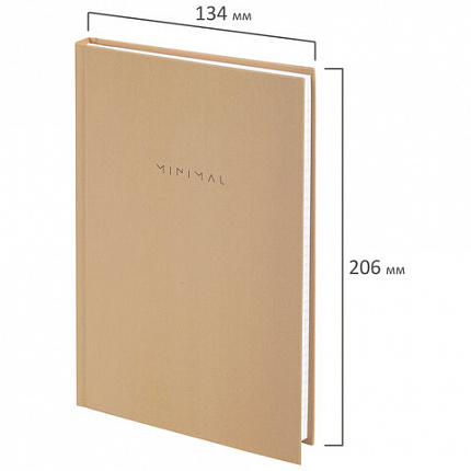Блокнот А5 134х206 мм, 80 л., твёрдый, клетка, BRAUBERG "Minimal", бежевый, 116438