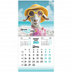 Календарь настенный перекидной 2027 г., BRAUBERG, 12 листов, 21,4х42,8 см, МИНИ, "Funny goats", 118432