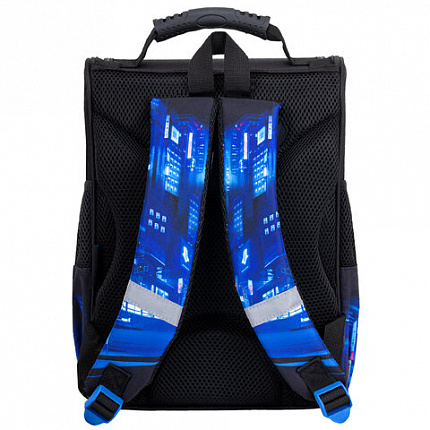 Ранец ПИФАГОР BASIC, 1 отделение, 3 кармана, эргономичная спинка, "Speed rusher", 35х28х18 см, 273141