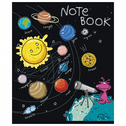 Тетрадь А5 48 л. ПЗБМ, скоба, клетка, конгрев, выборочный TWIN лак, "Полетели!" (5 видов), 028047