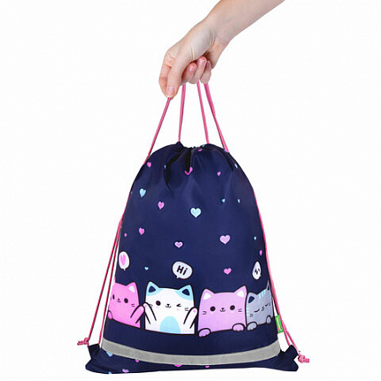 Мешок для обуви BRAUBERG KIDS, светоотражающая полоса, 46х36 см, "Anti-gravity", 273437