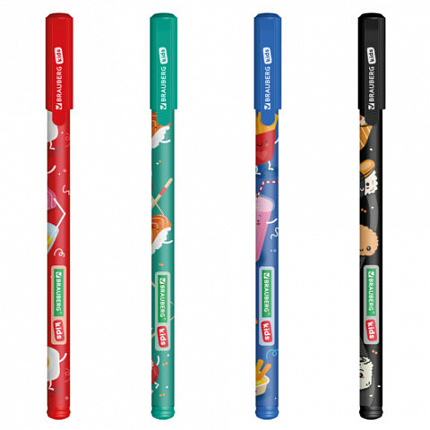 Ручка гелевая BRAUBERG KIDS MIX, СИНЯЯ, корпус ассорти, игольчатый узел 0,5 мм, линия письма 0,3 мм, 144286