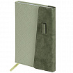 Ежедневник недатированный А5 145х215 мм, BRAUBERG "Stitch", под кожу, магнит, 160 л., оливковый, 116588