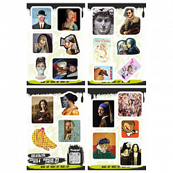 Наклейки виниловые, 21-26 шт., 4 листа, А6, "ИСКУССТВО", АССОРТИ, NALEPKING