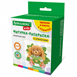 Фигурка-раскраска из гипса "С открыткой", с красками и кистью, ассорти, BRAUBERG KIDS, 666011