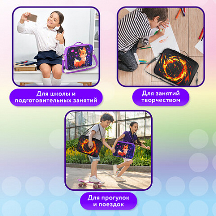 Папка на молнии с ручками BRAUBERG KIDS А4, 1 отделение, регулируемый плечевой ремень, 60 мм, "Лава-мяч", 273318