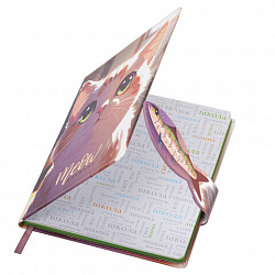 Дневник 1-11 класс 48 л., кожзам (твердая), застежка, BRAUBERG, "Котик с рыбкой", 107229