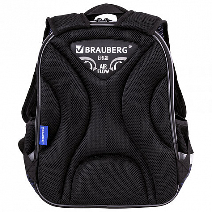 Ранец BRAUBERG QUADRO, 3 отделения, с брелоком, "Спортивная машина", ЛАМПОЧКИ, 37х28х18 см, 271359