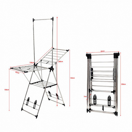 Сушилка напольная для белья раскладная, 6 зон сушки, 18 метров, LAIMA HOME GRANDIOSE STAR, 700474