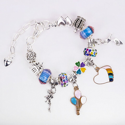 Набор для создания бижутерии и украшений 66 элементов Ассорти в пластиковом боксе, бусины, шармы, BRAUBERG KIDS, 665296