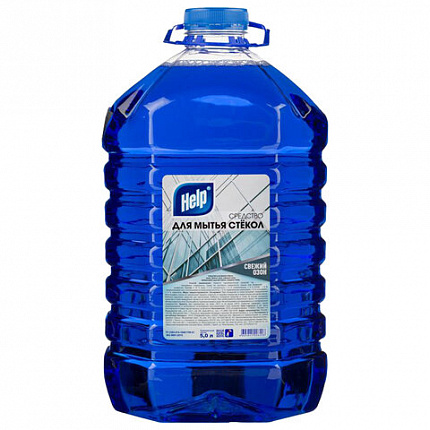 Средство для мытья стекол и зеркал 5 л HELP, свежий озон, ПЭТ, 1-0343