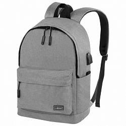 Рюкзак HEIKKI ACTIVE (ХЕЙКИ) универсальный, отделение для ноутбука, USB-порт, серый, 44х31х14 см, 272561