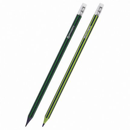 Карандаши чернографитные BRAUBERG НАБОР 6 шт., "Aviator", НВ, с резинкой, пластиковые, корпус ассорти, заточенные, 180632