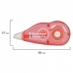 Корректирующая лента ОФИСНАЯ ПЛАНЕТА, 5 мм х 6 м, корпус красный, механизм перемотки, блистер, 227593