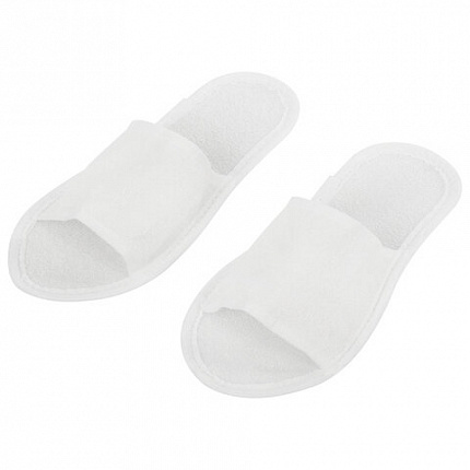 Тапочки одноразовые махровые "Классик" открытые, 1 пара, размер 38-42, белые, SMZ