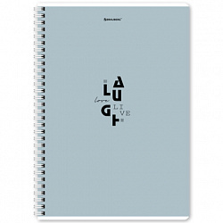 Тетрадь А4, 96 л., BRAUBERG, гребень, клетка, матовая ламинация, "Пастель_3" (микс в спайке), 405320
