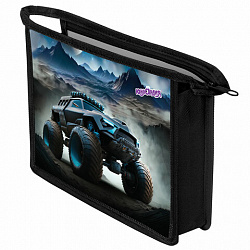 Папка для тетрадей ЮНЛАНДИЯ А4, 1 отделение, пластик, на молнии, "Space driver", 273352