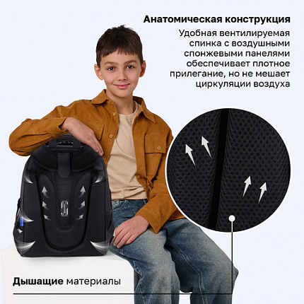 Ранец BRAUBERG SHINY, 2 отделения, с брелоком, "Хаски", СВЕТЯЩИЙСЯ РИСУНОК, 38х28х14 см, 271383