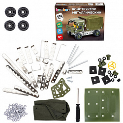Конструктор металлический "Военный грузовик", с подвижными деталями, 116 элементов, BAMBOX (БАМБОКС), 666362
