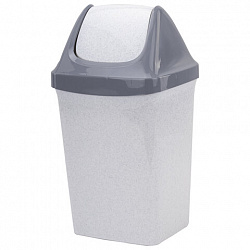 Ведро мусорное с КРЫШКОЙ (качающейся) 15 литров, "СВИНГ", 47х27х23 см, серое, IDEA, М 2462