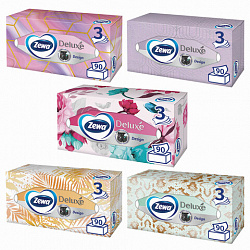 Салфетки косметические 90 штук в картонном боксе, 3-слойные, ZEWA Deluxe Design, 28420