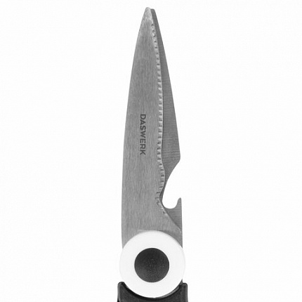 Ножницы кухонные DASWERK (ДАСВЕРК), 210 мм, с орехоколом, открывашкой, футляром для лезвий, 608904