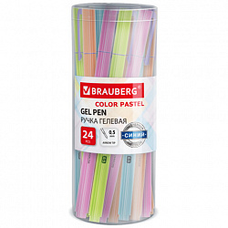 Ручка гелевая BRAUBERG "COLOR PASTEL", СИНЯЯ, корпус ассорти, узел 0,5, линия 0,35 мм, 144121