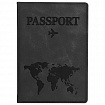 Обложка для паспорта "Passport Map", мягкая экокожа, графитовая, STAFF, 238875