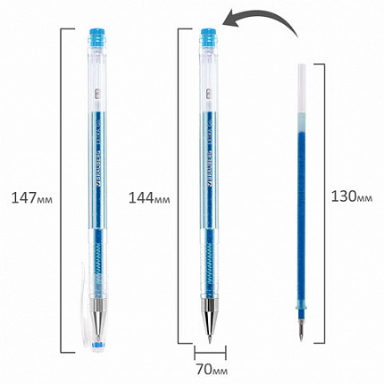 Ручки гелевые БЛЕСТКИ BRAUBERG "EXTRA", НАБОР 6 ЦВЕТОВ, узел 0,7 мм, линия 0,5 мм, 143908