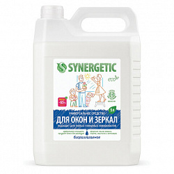Средство для мытья стекол и зеркал с антибактериальным эффектом 5 л SYNERGETIC, биоразлагаемое, 96