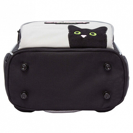 Ранец GRIZZLY анатомическая спинка, с мешком для обуви, для девочек, "BLACKY", серый, 33х25х13 см, RAm-584-1/2