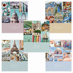 Тетрадь А5, 48 л., HATBER-ECO скоба, офсет №2 ЭКОНОМ, клетка, обложка мелованная бумага, "Travelbook", 075793, 48Т5D1