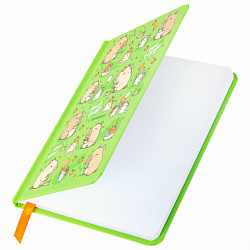 Блокнот с резинкой в клетку 96 л., МАЛЫЙ ФОРМАТ А6, 109х148 мм, твердая обложка, ЮНЛАНДИЯ, "Капибары", 116337