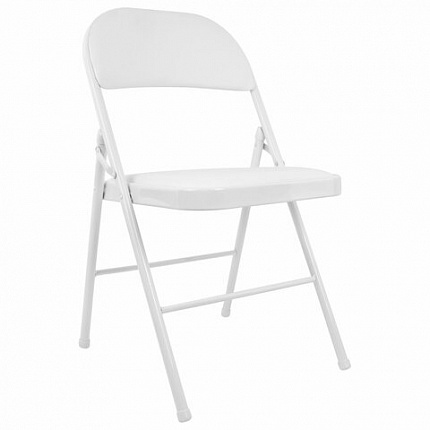 Стул складной BRABIX "Golf Plus CF-003 КОМФОРТ", белый каркас, кожзам белый, В КОРОБЕ, 533028