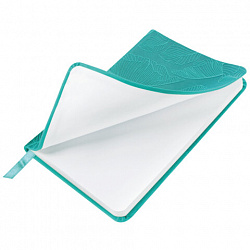 Еженедельник датированный 2026 МАЛЫЙ ФОРМАТ 95х155 мм, А6, BRAUBERG "Foliage", под кожу, бирюза, 117197