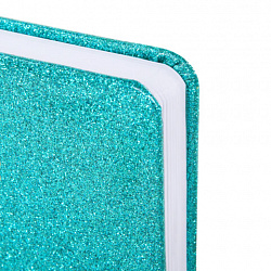 Ежедневник датированный 2026, А5, 138x213 мм, BRAUBERG "Sparkle", под кожу, блестки, бирюзовый, 117439