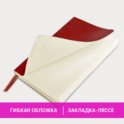 Блокнот МАЛЫЙ ФОРМАТ (100x150 мм) А6, BRAUBERG "Metropolis Ultra", под кожу, 80 л., клетка, красный, 111026