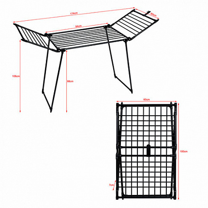 Сушилка напольная для белья раскладная, 3 зоны сушки, 19 метров, LAIMA HOME TRIO BLACK, 700470
