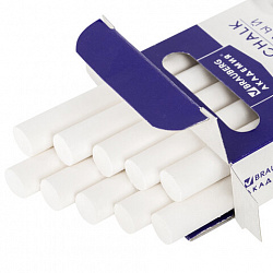 Мел белый круглый мягкий 10 штук, BRAUBERG "АКАДЕМИЯ", картонная упаковка, европодвес (АЛГЕМ), 271147