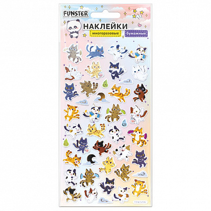 Наклейки бумажные 17,5х9,5 см, ассорти 12 видов, FUNSTER (ФАНСТЕР), 666676