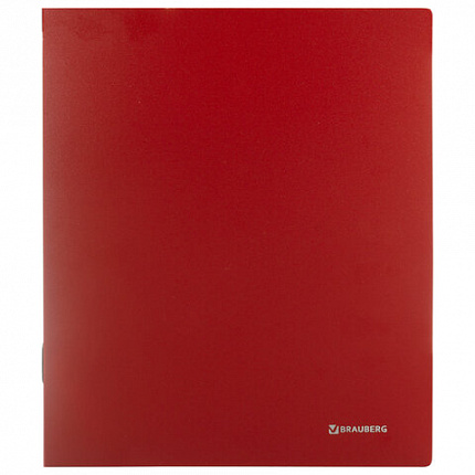 Папка на 2 кольцах BRAUBERG "Стандарт", 40 мм, красная, до 300 листов, 0,9 мм, 270480