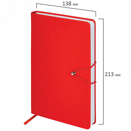 Ежедневник недатированный А5 138х213 мм, BRAUBERG "Braided", под кожу, гвоздик 160 л., красный, 116597