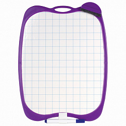 Доска двусторонняя маркерная A4 190х270 мм, БЕЛАЯ/КЛЕТКА, с маркером и стирателем, ЮНЛАНДИЯ, 236898